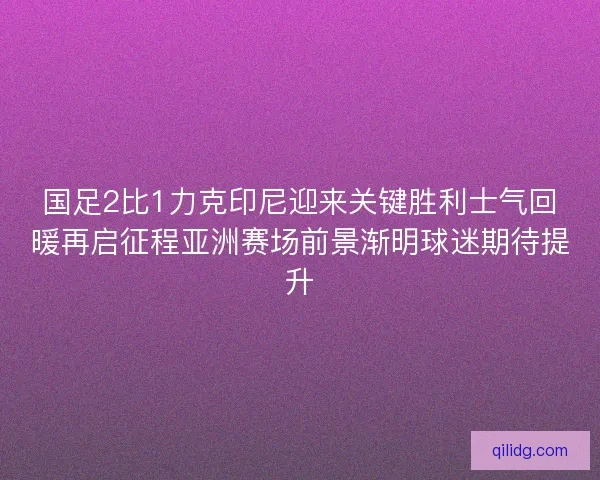 国足2比1力克印尼迎来关键胜利士气回暖再启征程亚洲赛场前景渐明球迷期待提升 国足2比1力克印尼迎来关键胜利士气回暖再启征程亚洲赛场前景渐明球迷期待提升